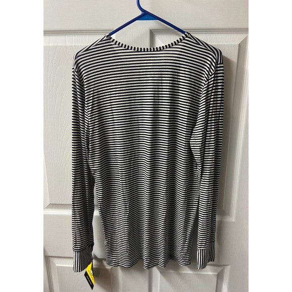 WonderWink Scrubs  T-Shirt Womens LG Black White Striped Long Sleeved Layers NWT - Picture 2 of 7